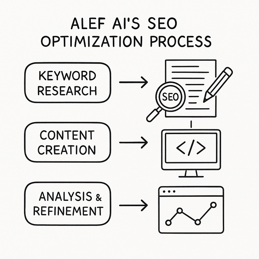 Visual guide of Alef AI's SEO optimization process