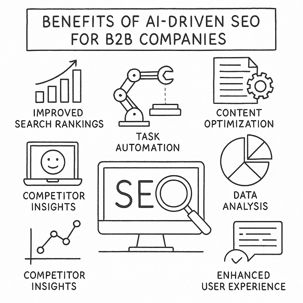 Infographic of AI-driven SEO benefits for B2B