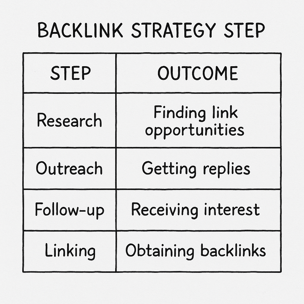 Summary table of backlink strategy outcomes.