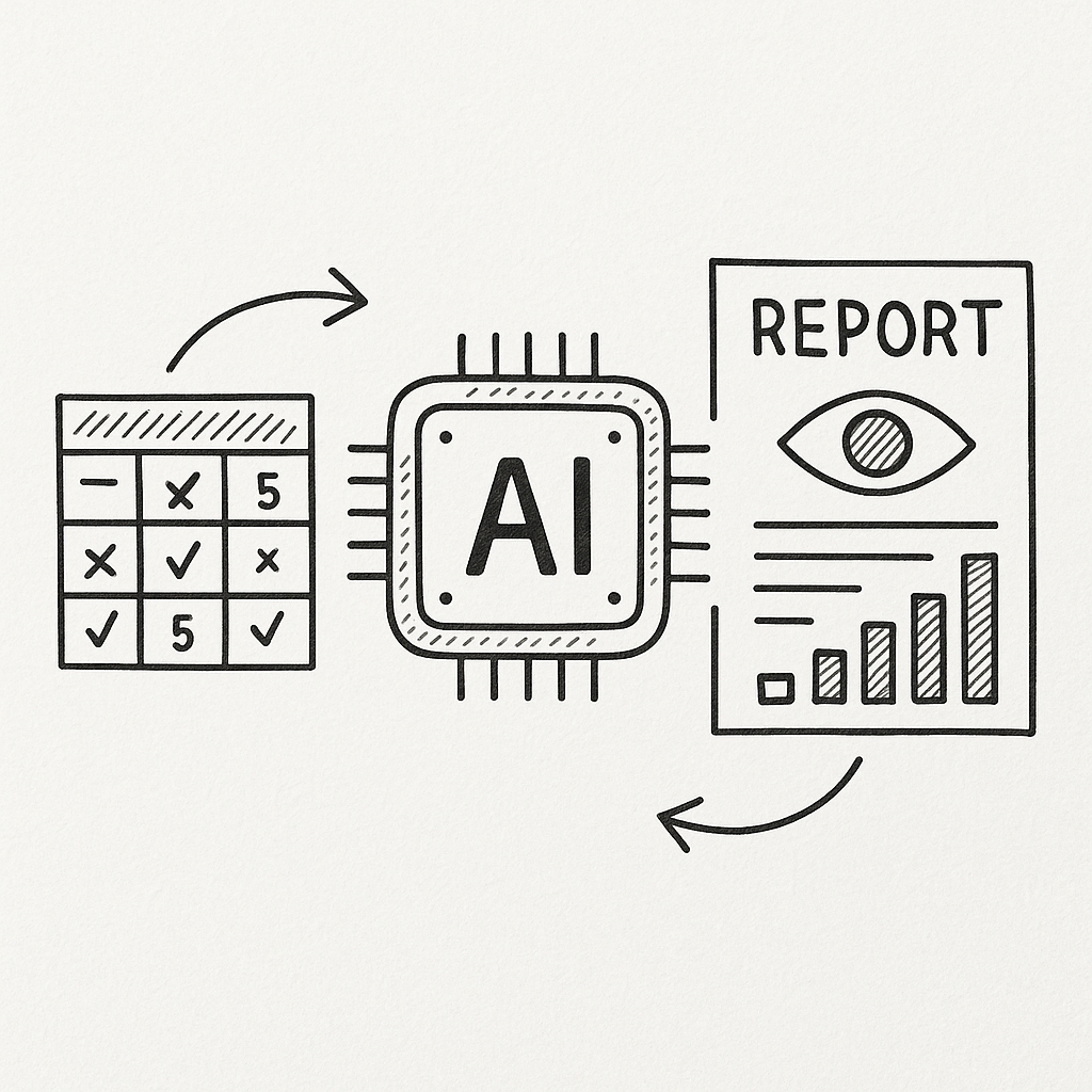 AI engine analyzing data for visibility reports.