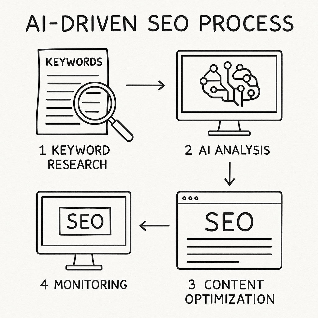 Infographic of AI-driven SEO steps
