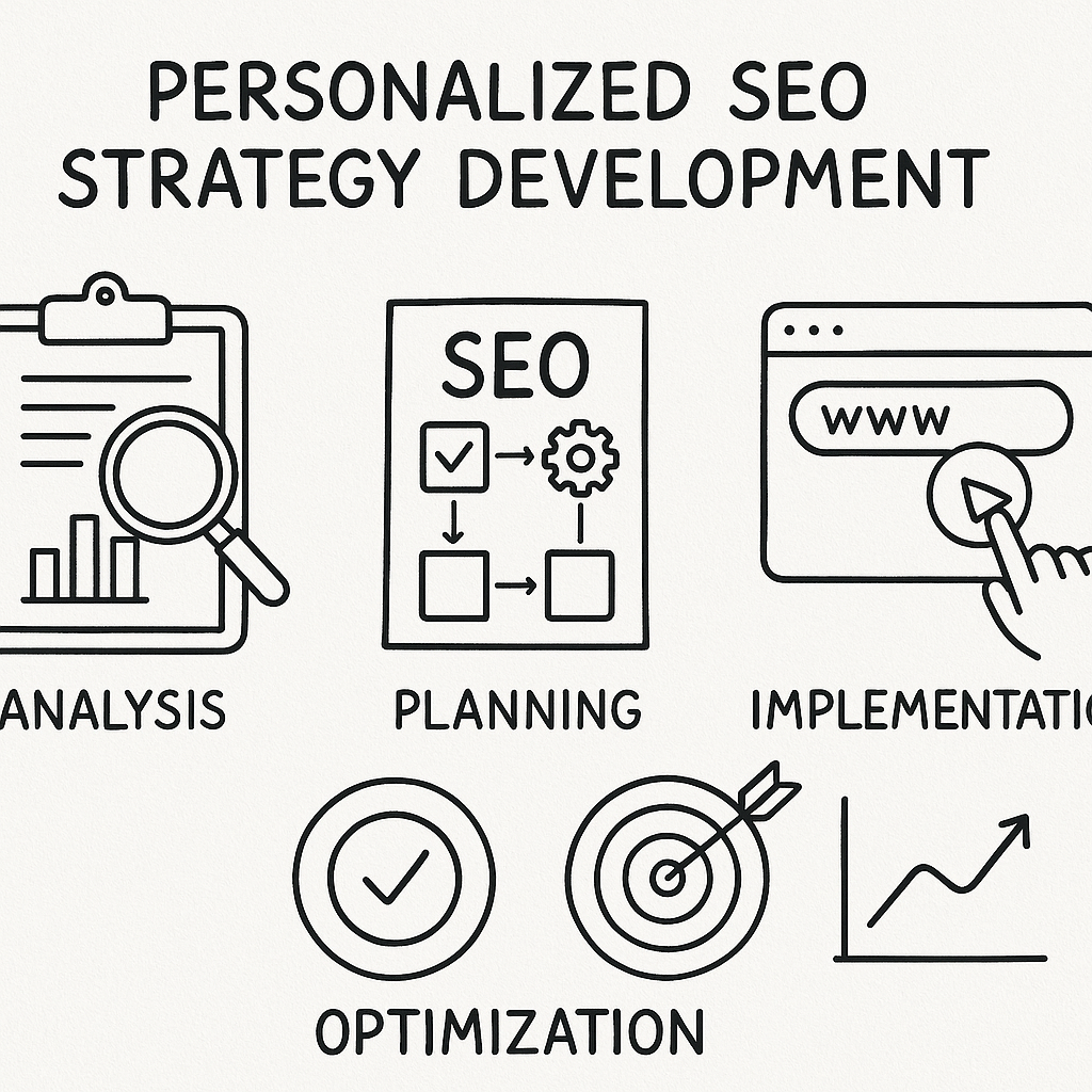 Infographic of personalized SEO strategy development steps.