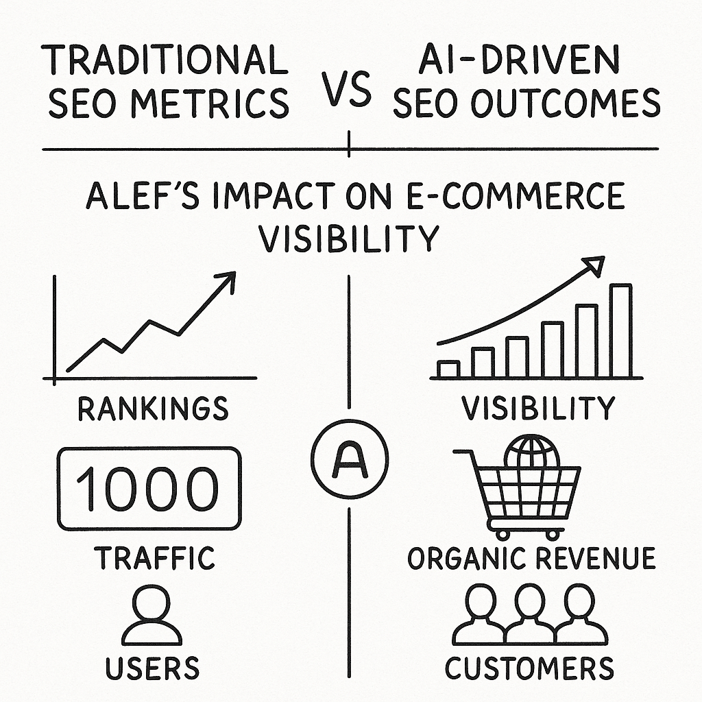 Infographic comparing traditional and AI-driven SEO metrics