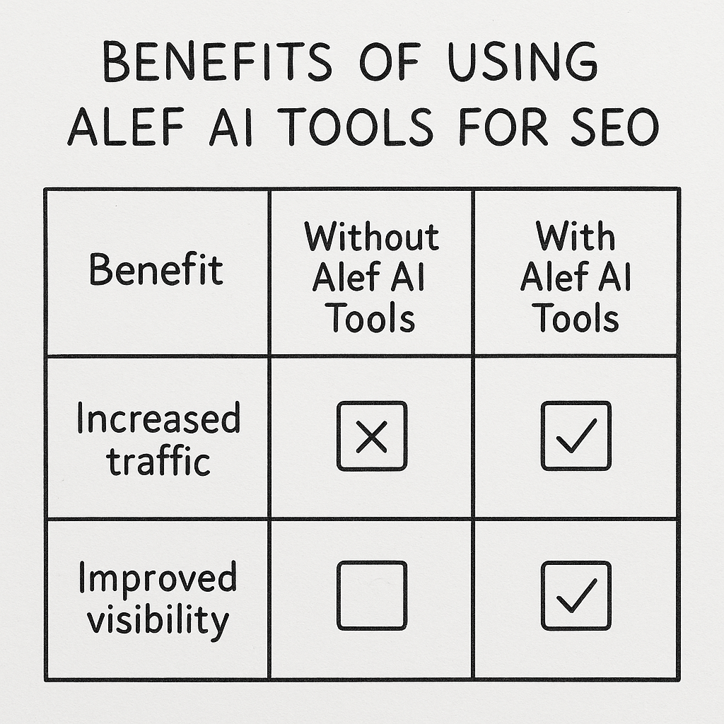 Comparison table of Alef AI tools benefits