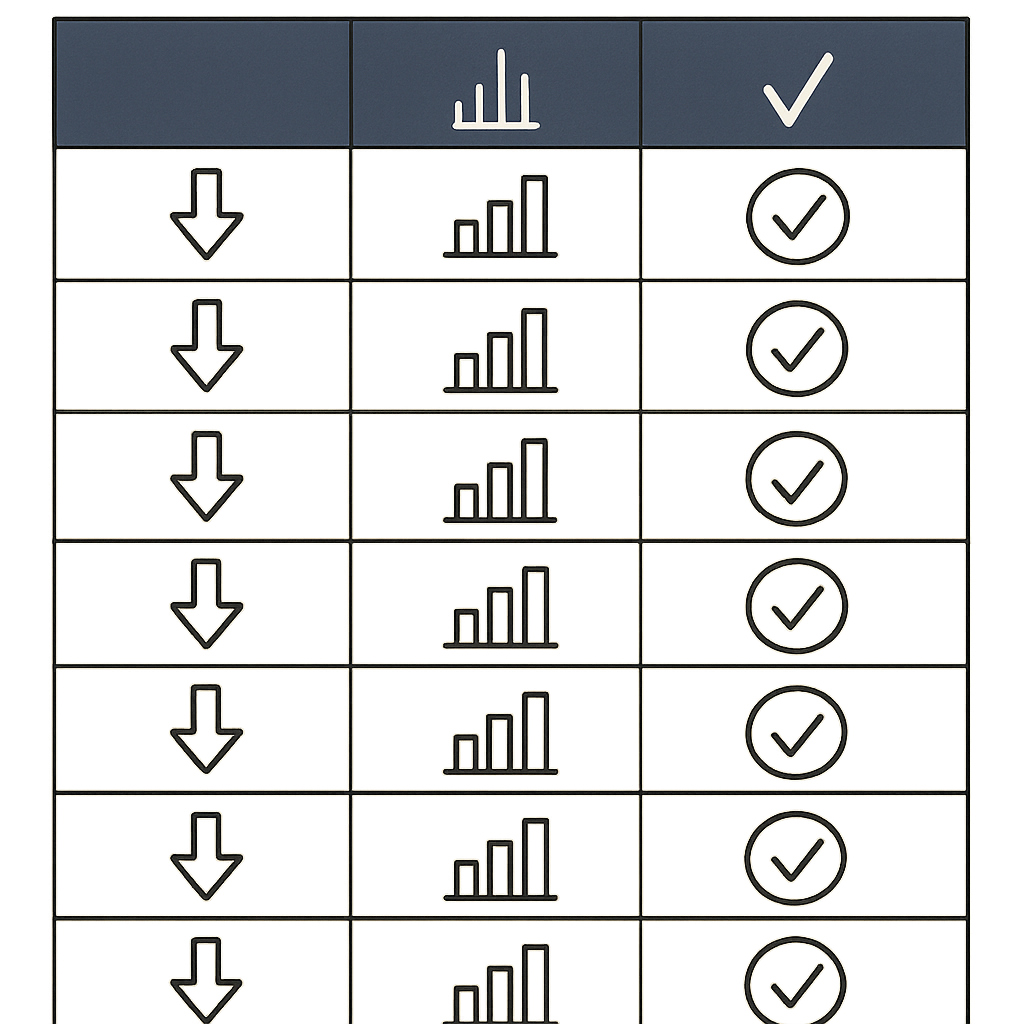 Infographic summary table of AI share-of-voice steps, metrics produced, and verification checks