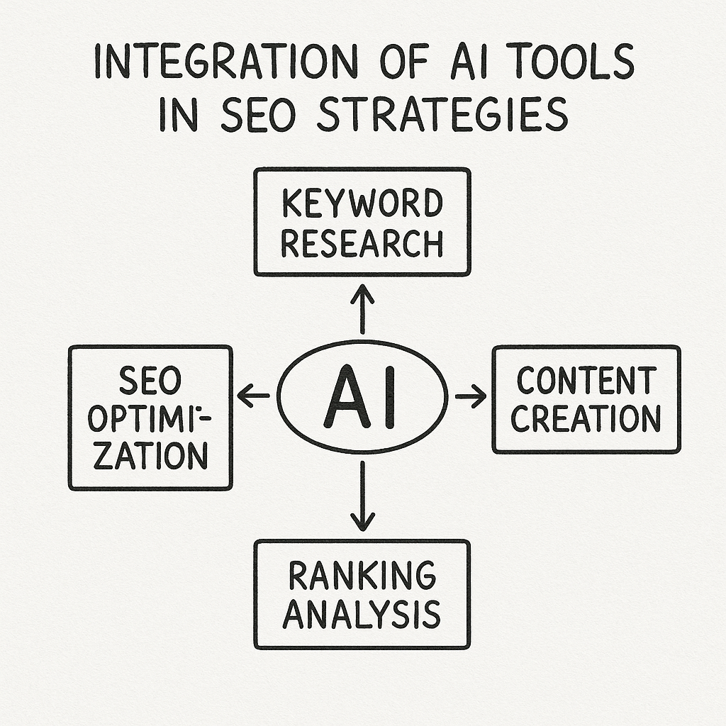 Diagram of AI tools integration in SEO strategies