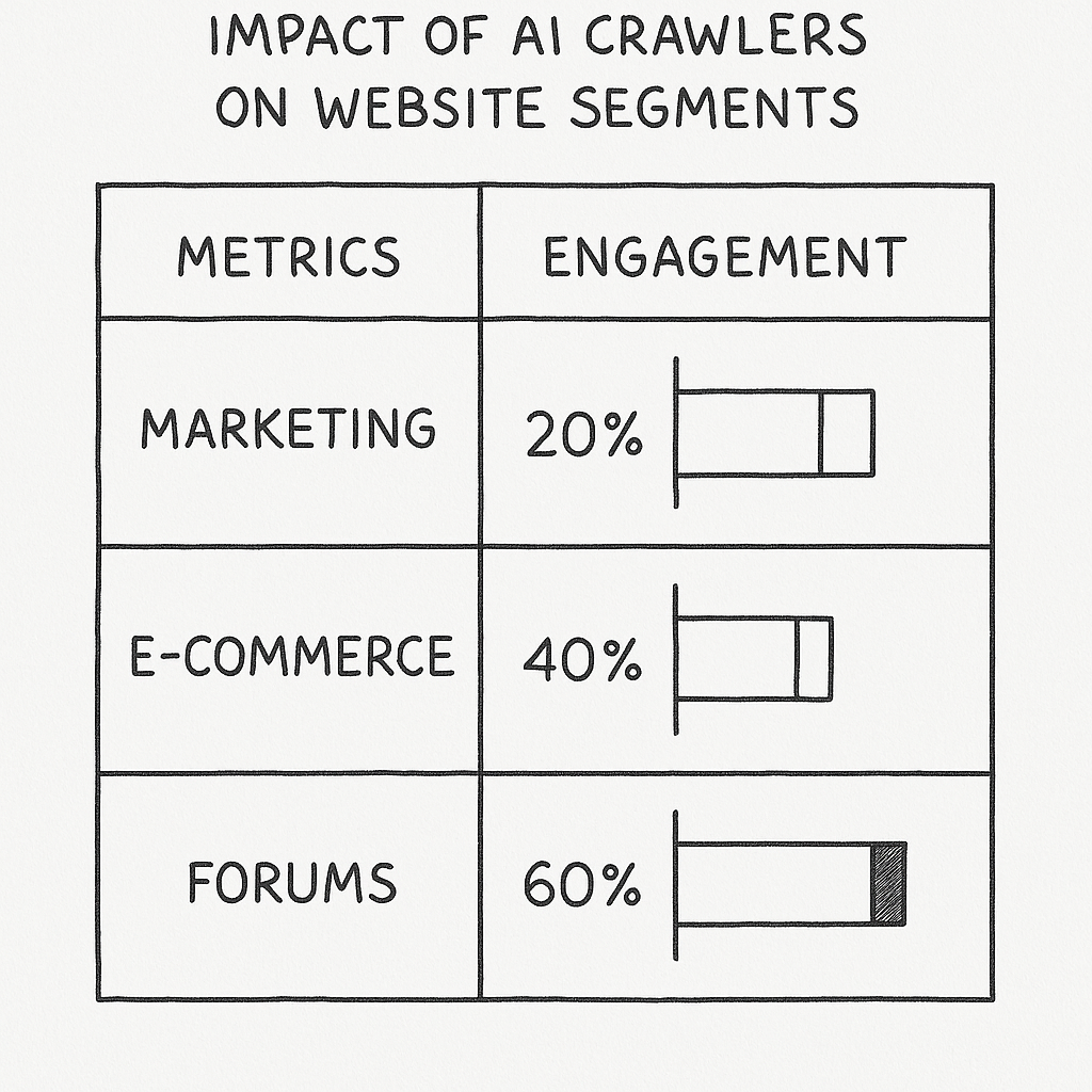 Impact of AI crawlers on website segments chart