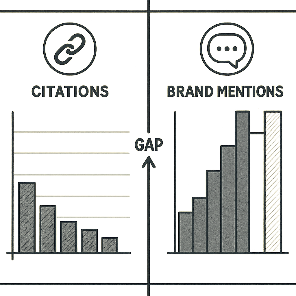 Comparison of link-count citation tracking versus brand mention tracking in AI answers