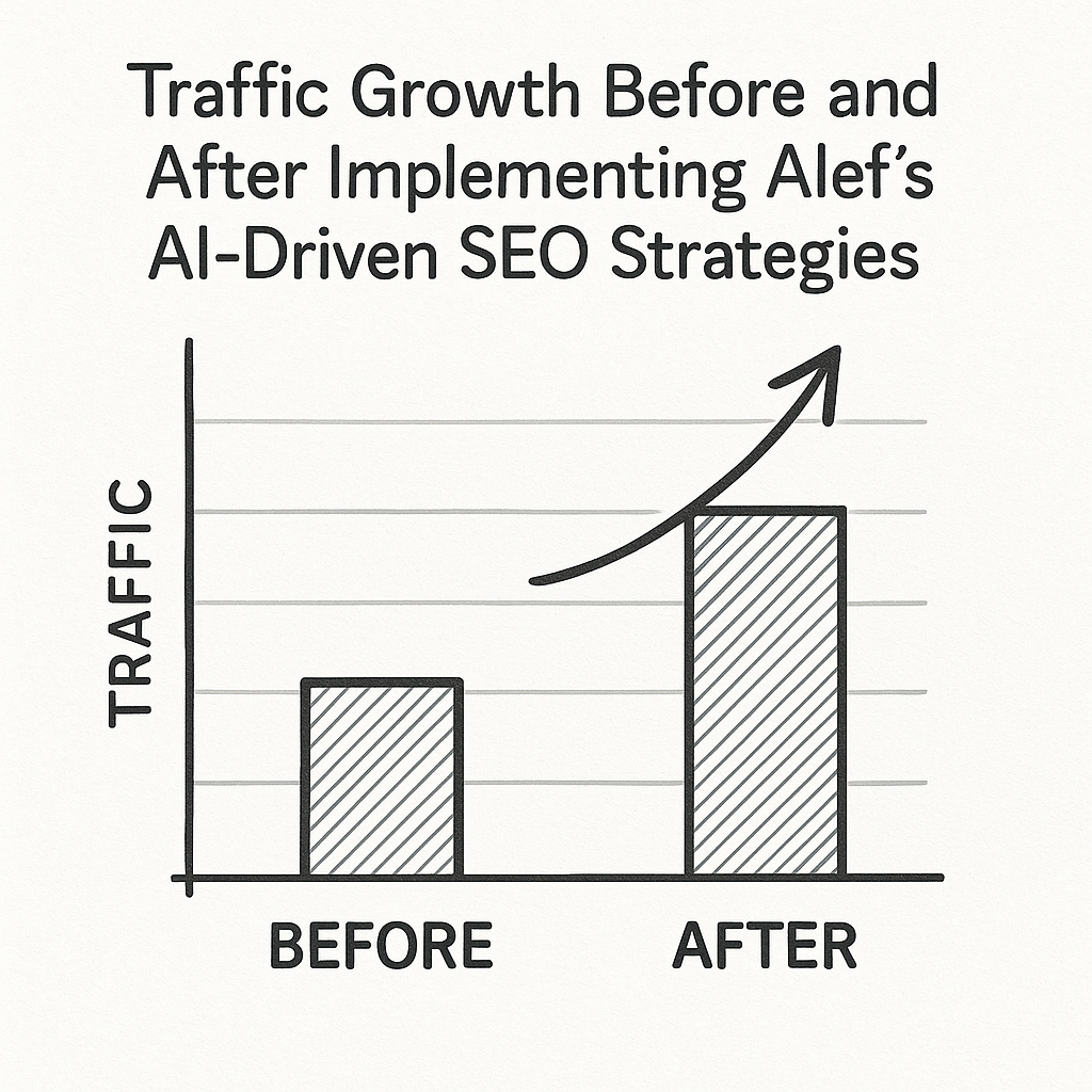 Traffic growth comparison chart with Alef's SEO strategies