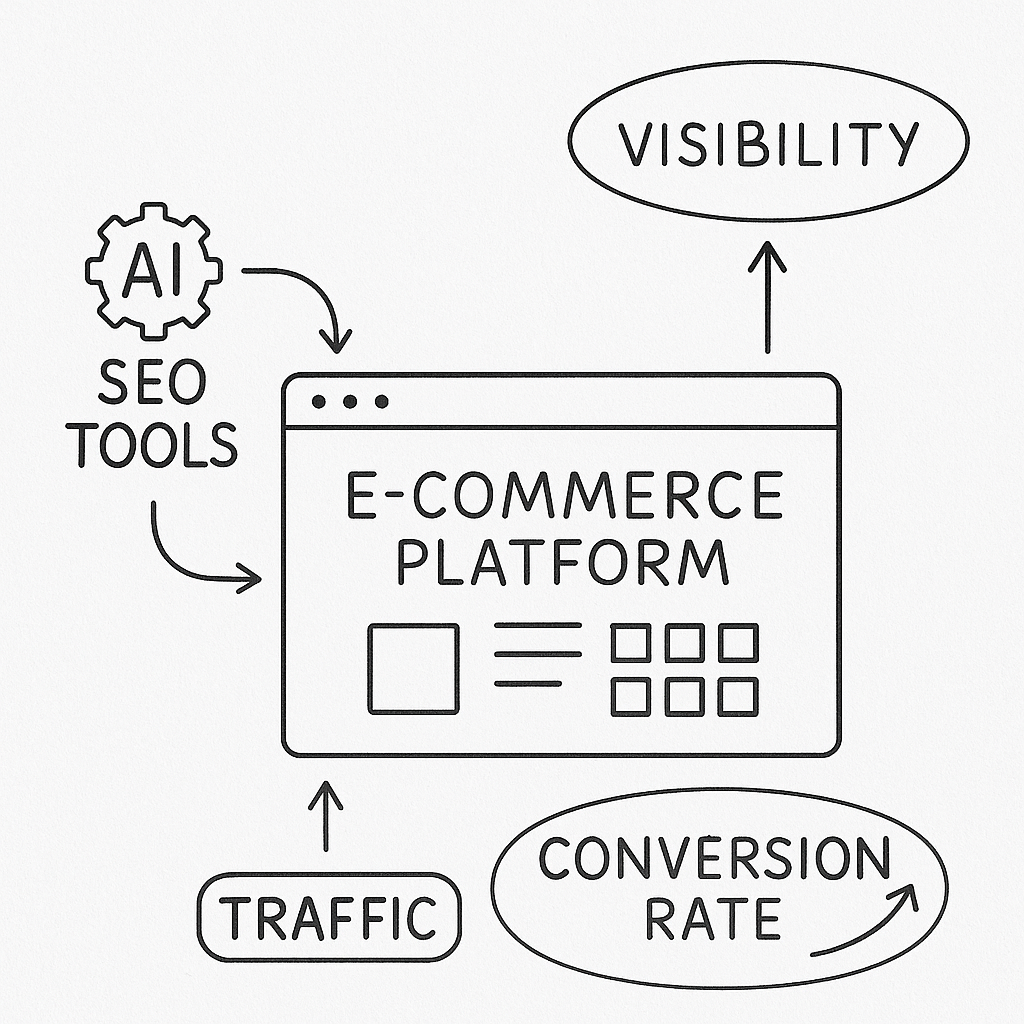 Diagram of AI-driven SEO tool integration in e-commerce