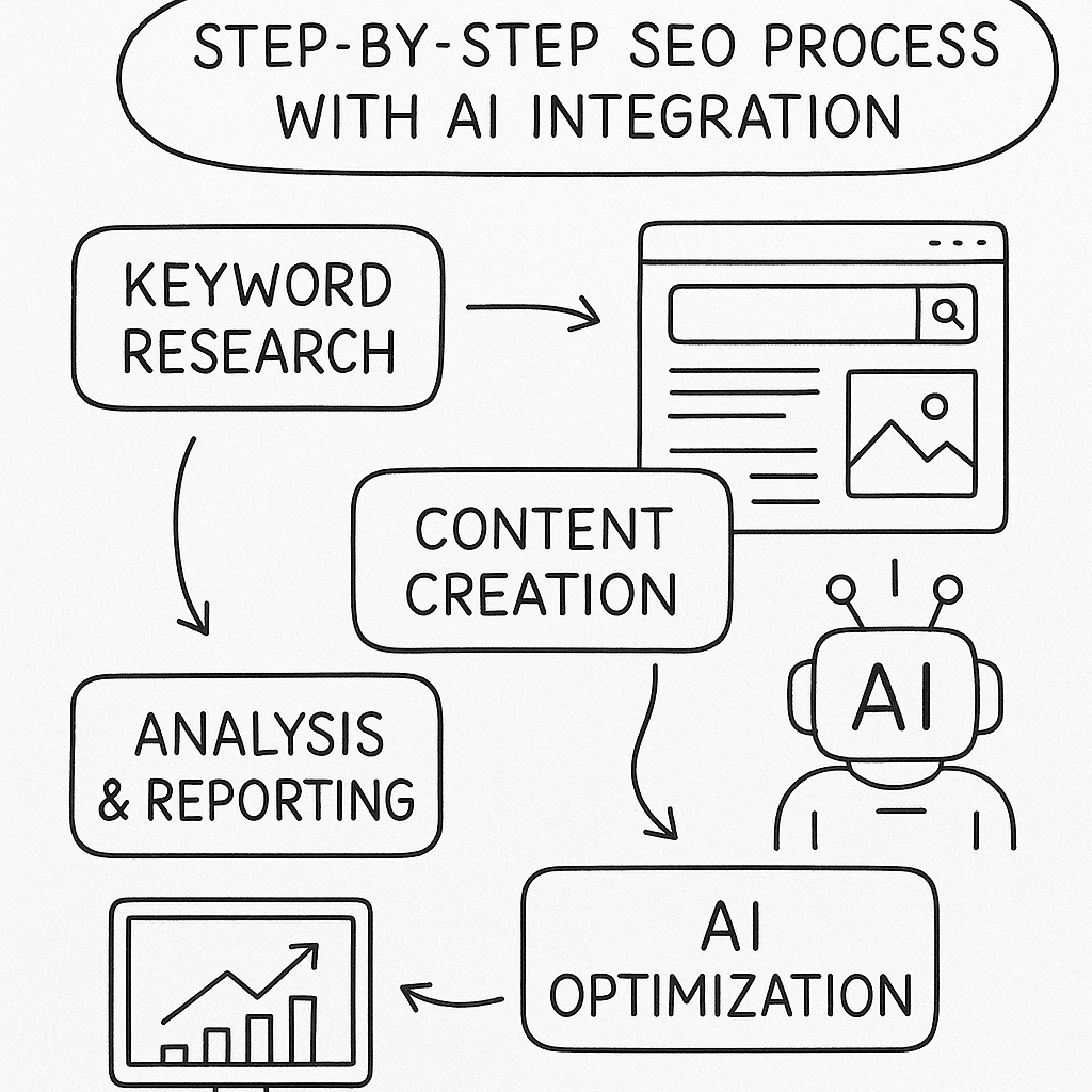 Step-by-step SEO process with AI integration