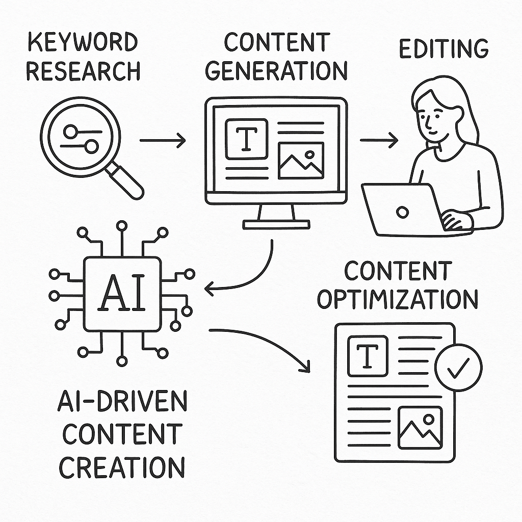 AI-driven content creation process illustration
